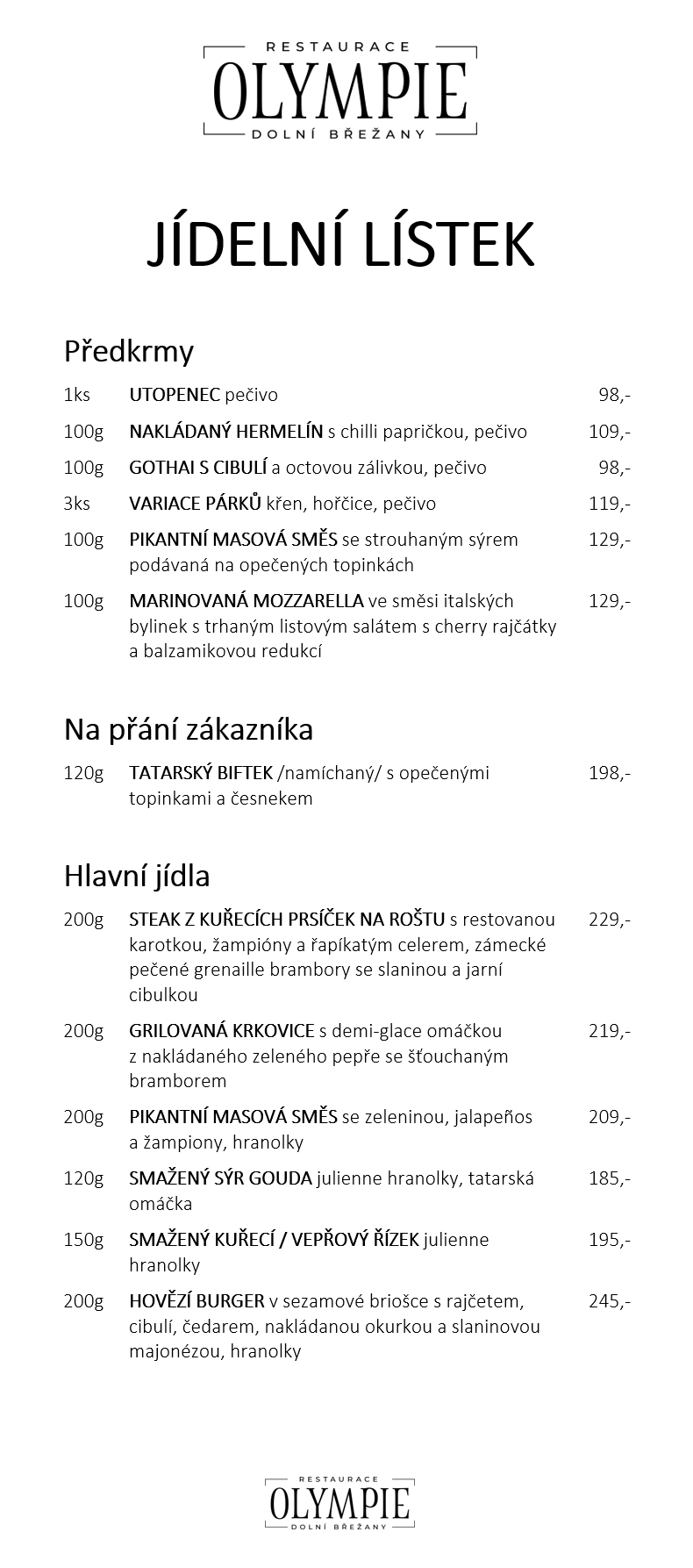 Jidelní lístek